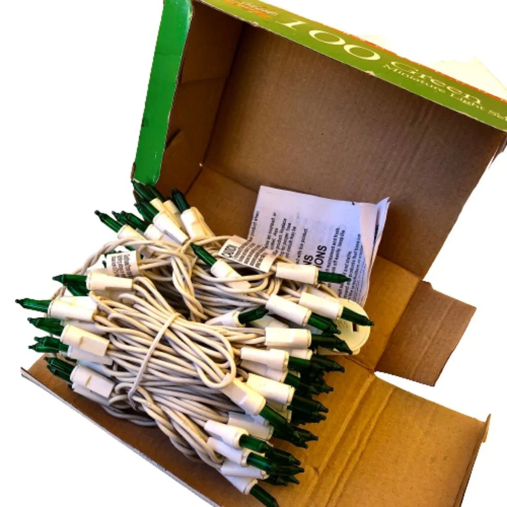 2 Sets of Christmas Lights 100 Green Miniature + 50 Clear New with Boxes